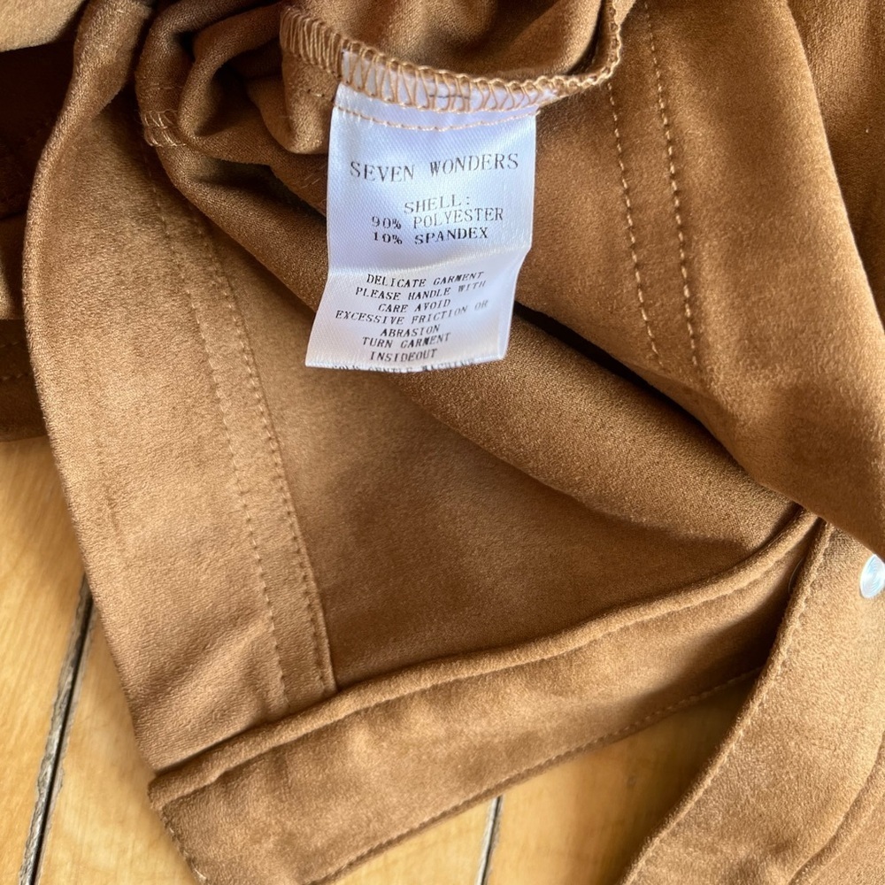 Seven Wonders Monah Suede Jacket & Mini Skirt Set – Ochre Brown, Size Medium NWT - Picture 8 of 12